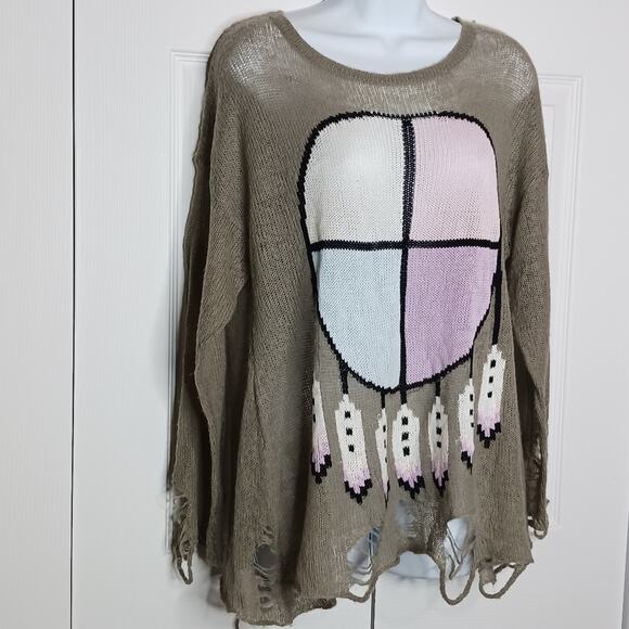 Wildfox White Label Distressed Dream Catcher Wool Blend Sweater NWOT - Picture 5 of 11
